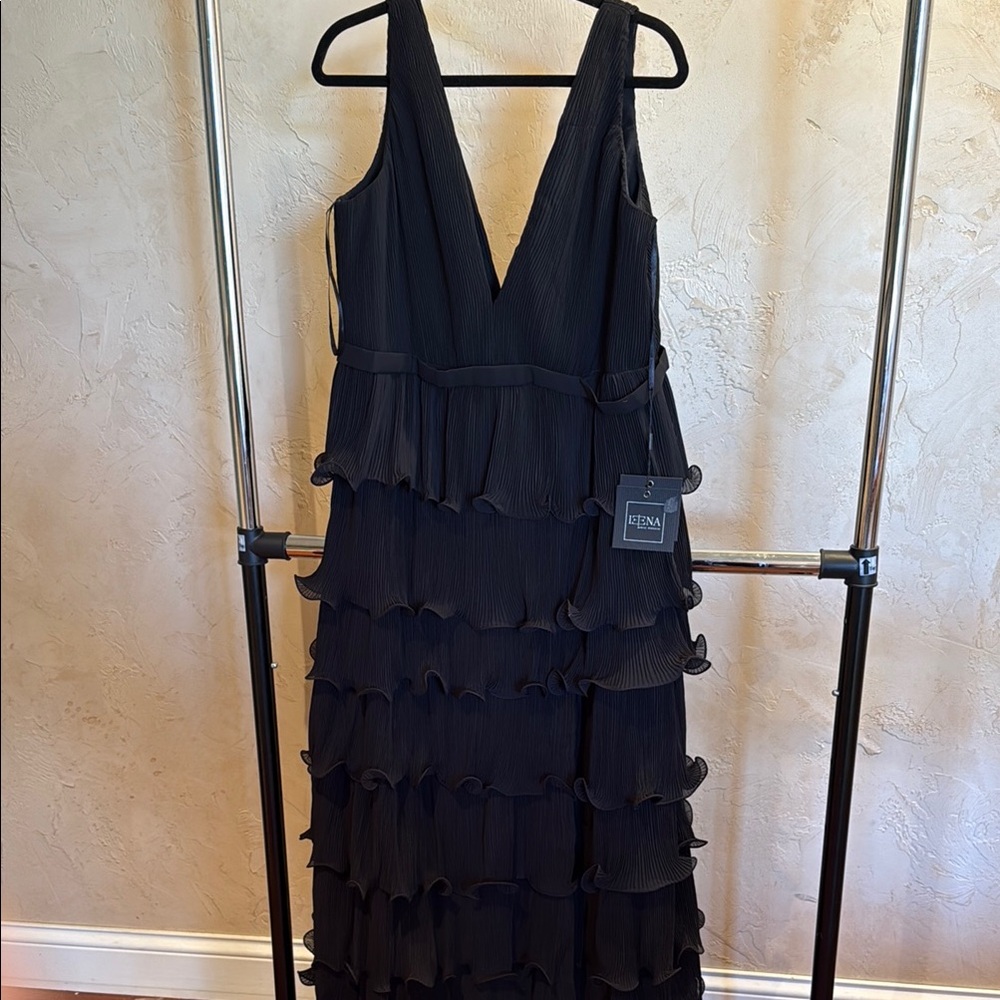 Ieena Mac Duggal black tiered dress NWT 16